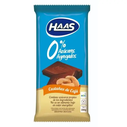 Golosinas online | Envíos rápidos chocolate haas cero azucar 150gr con castaña